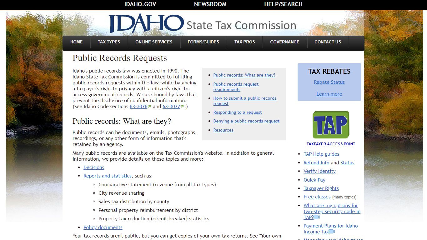 Public Records Requests - Idaho State Tax Commission